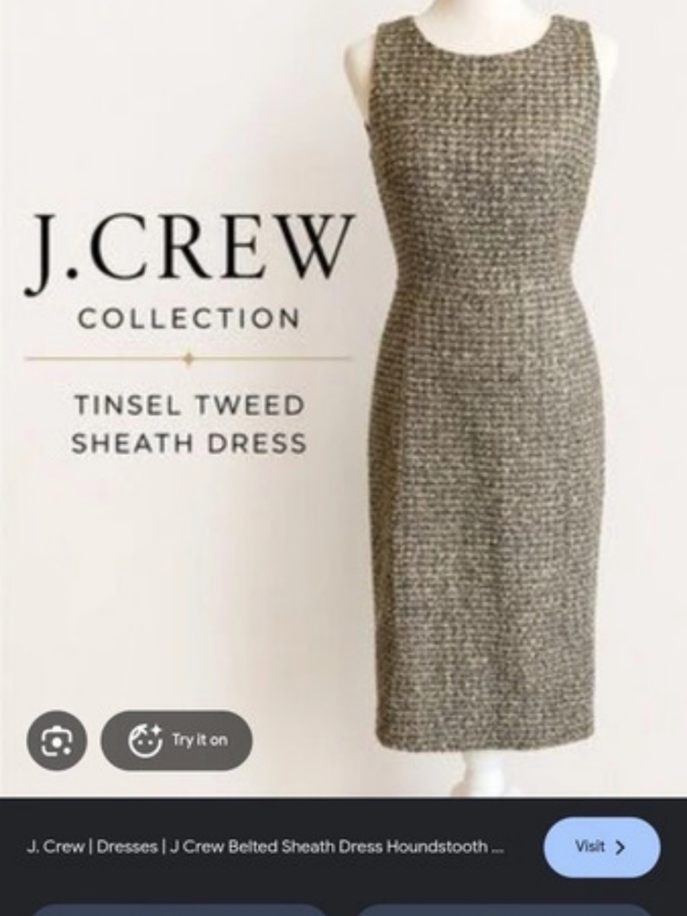 J.Crew Collection Tinsel Tweed Sheath Dress Size 6 NWT